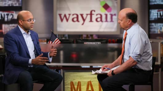 Niraj Shah, Wayfair CEO on set of Mad Money with Jim Cramer on Tuesday, March 1, 2016.