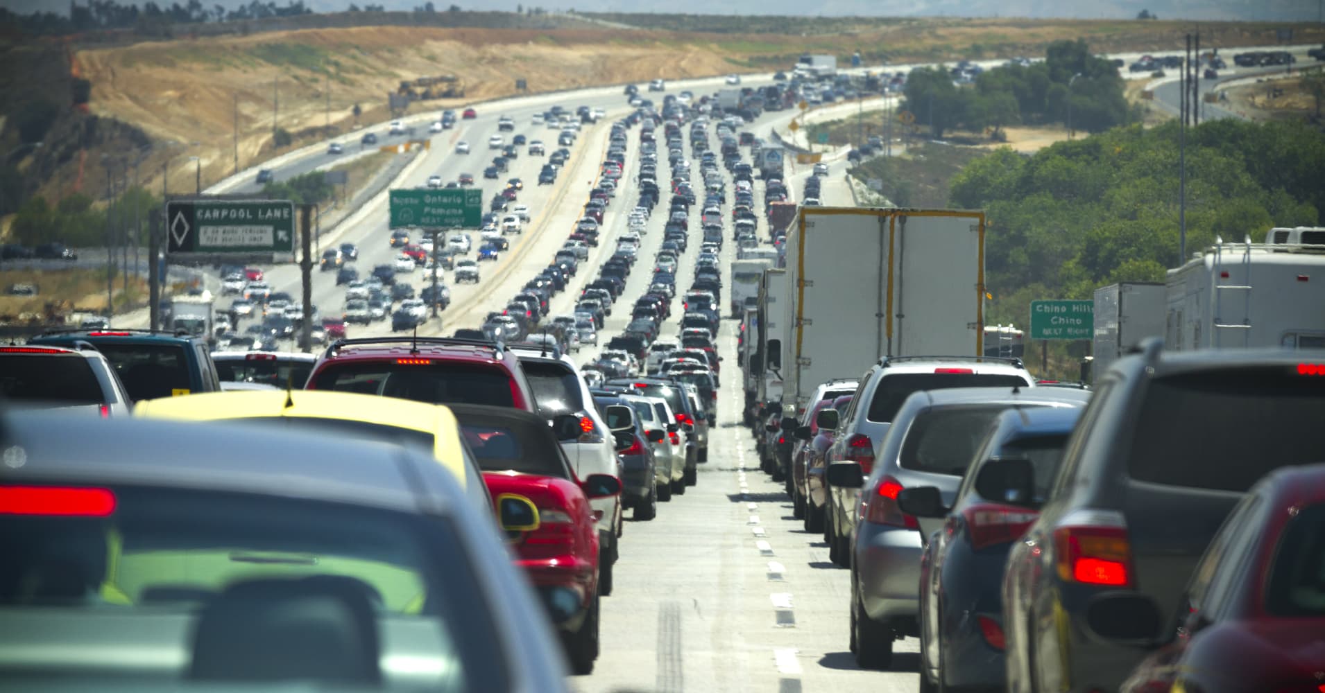 Traffic on an Interstate freeway in Southern California
