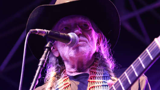 Willie Nelson performing at Spotify concert during SXSW in Austin, TX.