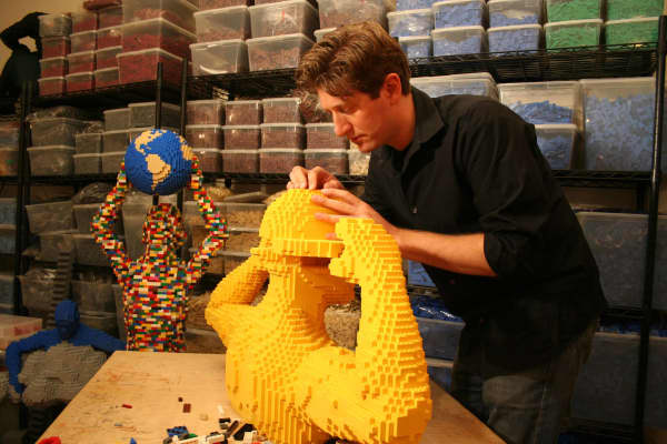 Nathan Sawaya, lawyer turned Lego artist in his studio