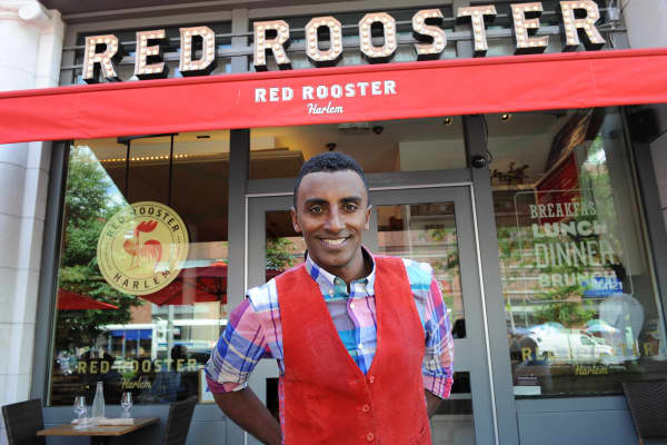 Celebrity chef Marcus Samuelsson at his Harlem restaurant Red Rooster.