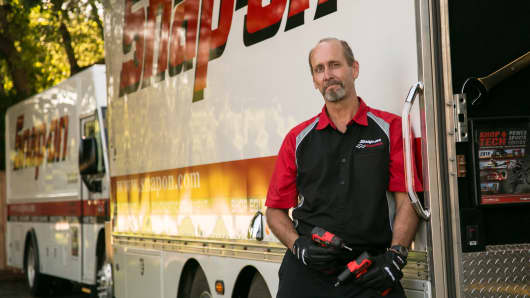 Mark Stuchel and his wife, Suzan, own five Snap-on vans that service the Des Moines, Iowa, metro area.