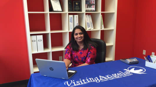 Arpitha Rao, owner of Visiting Angels, claims the non-medical in-home care service for seniors affords her more time with her family.