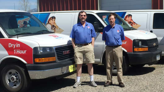 (Left to right) Donald and Steve Loessberg of Heaven's Best Carpet Cleaning. Donald was running a sheetrocking business in 1998 when his brother, Jim, presented him with the idea to run a franchise.