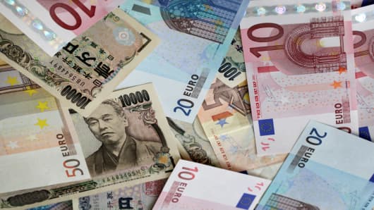 Euro Yen banknotes