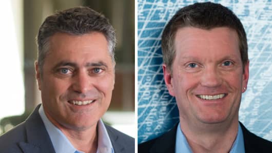 (Left to right) Cloudera CEO Tom Reilly and co-founder and CSO Mike Olson