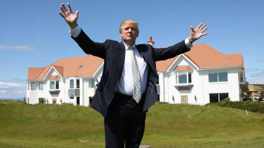 Donald Trump visits Turnberry Golf Club in Turnberry, Scotland.
