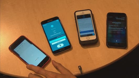 Personal assistant apps displayed on smartphones.