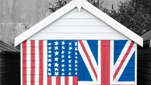 House British American flags