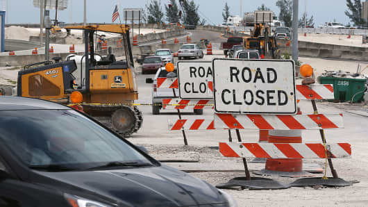 Construction work is seen at the 826 and 836 State Road Interchange in Miami.