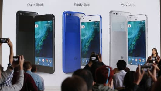 Sabrina Ellis, Director of Product Management at Google, speaks about the new Pixel phone during the presentation of new Google hardware in San Francisco, California, U.S. October 4, 2016.