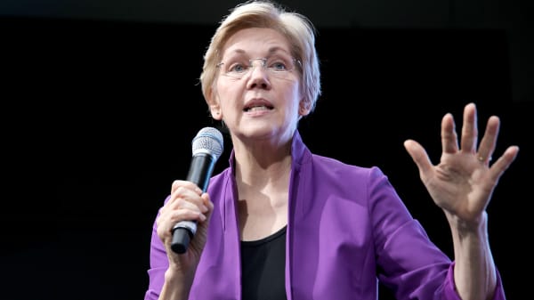 Senator Elizabeth Warren speaks onstage at EMILY's List Breaking Through 2016 at the Democratic National Convention at Kimmel Center for the Performing Arts on July 27, 2016 in Philadelphia.
