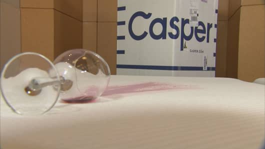 Wine spill test on a Casper mattress.