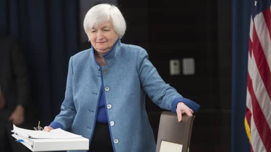 Federal Reserve Chair Janet Yellen arrives to speak during a press conference following the announcement that the Fed will raise interest rates, in Washington, DC, December 14, 2016.
