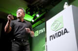 Jen-Hsun Huang, chief executive officer and co-founder of Nvidia, speaks at an International Consumer Electronics Show in Las Vegas.