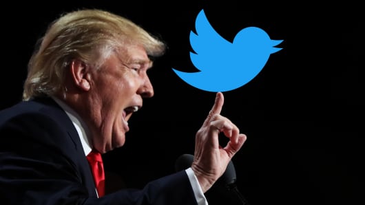 Donald Trump and Twitter logo photo illustration.