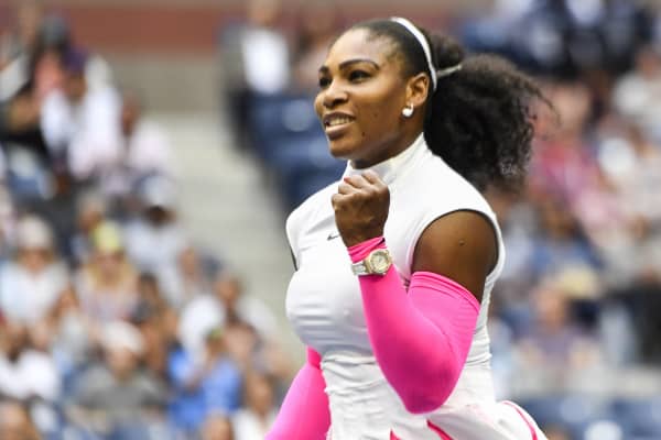 Serena Williams of US celebrates after defeating Yaroslava Shvedova of Kazakhstan during their US Open match