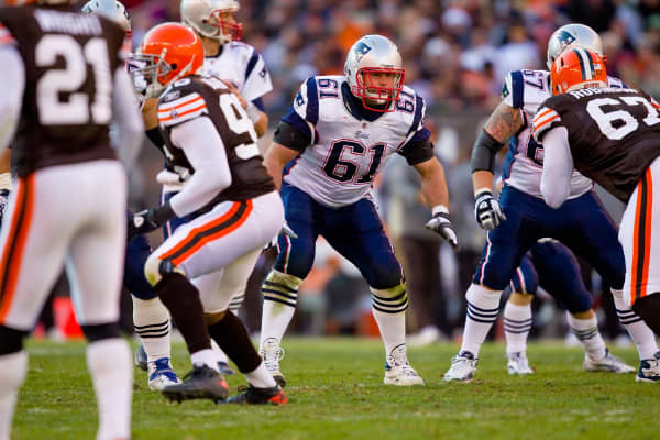 Stephen Neal #61 of the New England Patriots in action against the Cleveland Browns.
