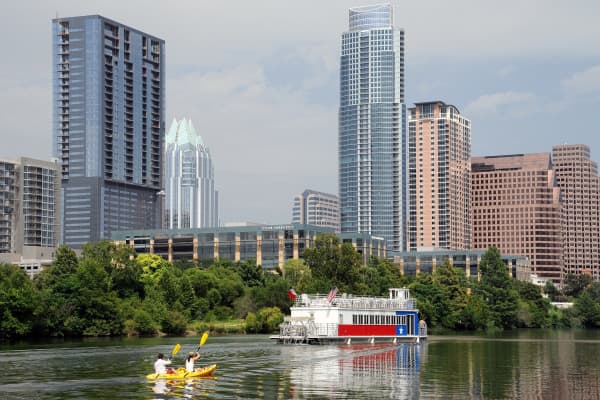 Kayaking in Austin, Texas.
