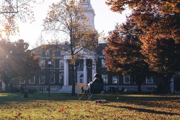 Keyser quadrangle on the Homewood campus of the Johns Hopkins University in Baltimore, Maryland.