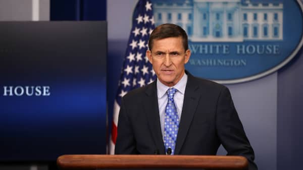 National security adviser General Michael Flynn delivers a statement daily briefing at the White House in Washington U.S., February 1, 2017.