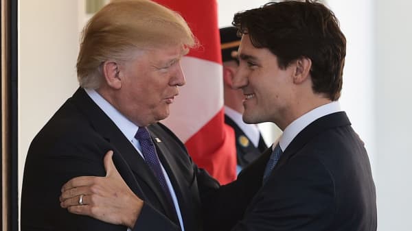 President Donald Trump meets with Canadian Prime Minister Justin Trudeau at the White House on Feb. 13, 2017.