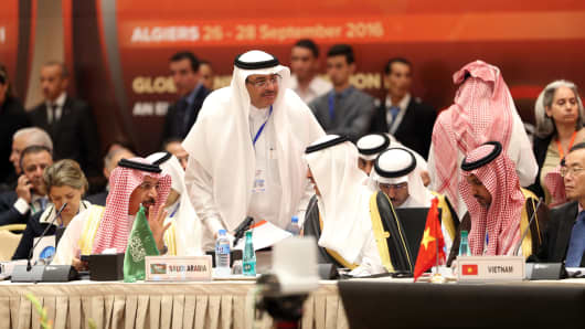 The Saudi Oil Minister Khaled al-Faleh attends the 15th International Energy Forum in Algiers on September 27, 2016, on the eve of an informal OPEC meeting the next day.