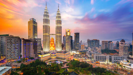 Petronas Towers, also known as Menara Petronas in Kuala Lumpur, Malaysia.