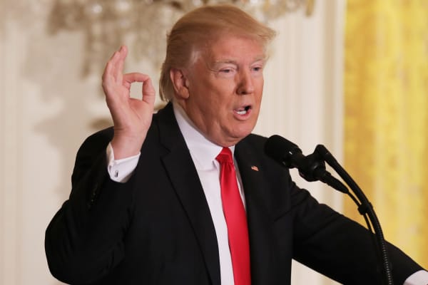 President Donald Trump answers questions during a news conference at the White House in Washington, February 16, 2017.