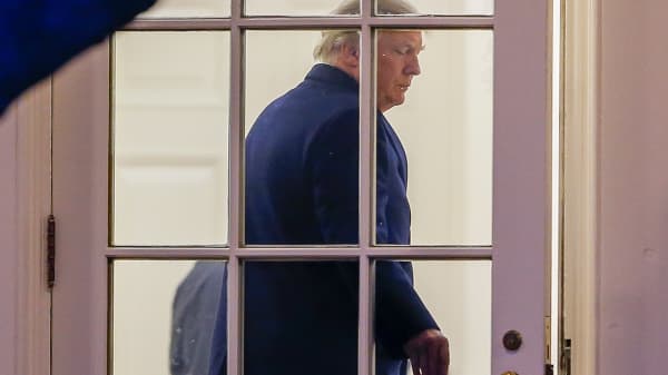 President Donald J. Trump enters the Oval Office on March 5, 2017 in Washington, DC.