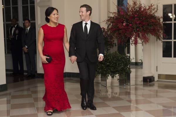 Priscilla Chan and Mark Zuckerberg at the White House on September 25, 2015.