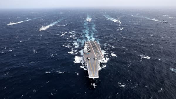 Chinese aircraft carrier fleet operates during a training exercise in the South China Sea last December.