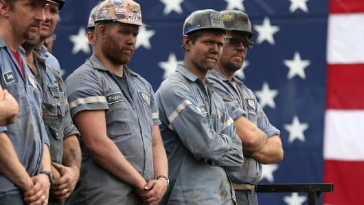 Coal miners in Beallsville, Ohio.
