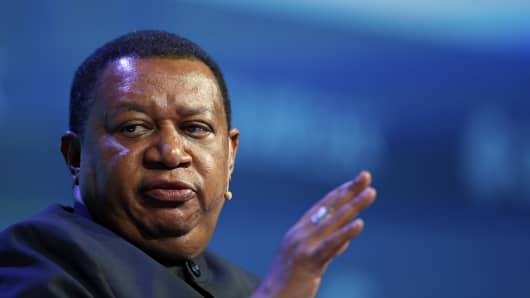 Mohammed Barkindo, secretary general of the Organization of Petroleum Exporting Countries (OPEC), speaks during the 2017 CERAWeek by IHS Markit conference in Houston, Texas, U.S., on Tuesday, March 7, 2017. CERAWeek gathers energy industry leaders, experts, government officials and policymakers, leaders from the technology, financial, and industrial communities to provide new insights and critically-important dialogue on energy markets.