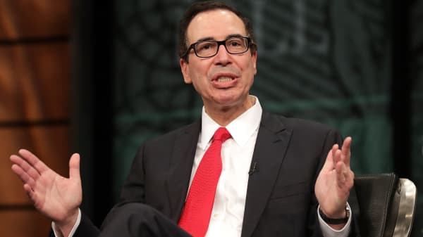 Treasury Secretary Steven Mnuchin participates in an interview during The Hill's Newsmaker Series 'Prospects for Tax Reform' at the Newseum April 26, 2017 in Washington, DC.