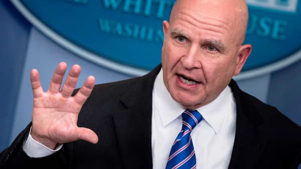 National Security Advisor H. R. McMaster speaks during a briefing at the White House.