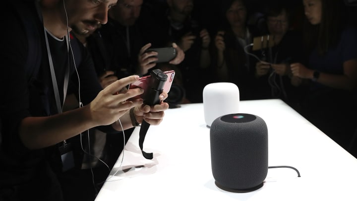 A prototype of Apple's new HomePod is displayed during the 2017 Apple Worldwide Developer Conference (WWDC) at the San Jose Convention Center on June 5, 2017 in San Jose, California.
