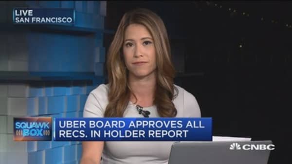 Uber's board adapts Holder's recommendations
