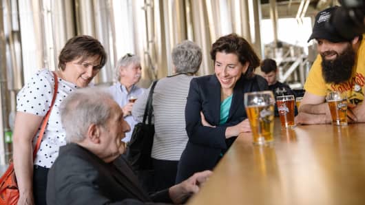 Governor Gina Raimondo visits Isle Brewers Guild, where they recently started brewing Narragansett Beer in Rhode Island for the first time in 30 years.