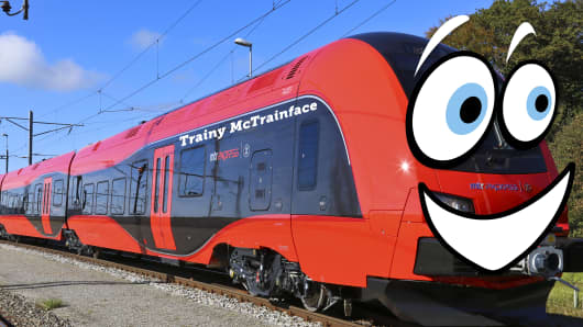 Artist's impression of the MTR Express' newly unveiled Trainy McTrainface