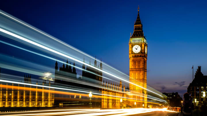 Big Ben with light trail