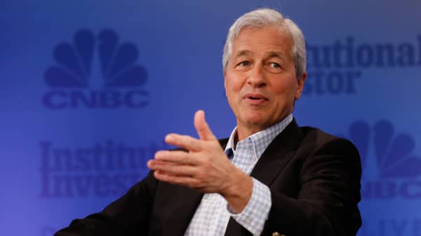 Jamie Dimon speaking at the 2017 Delivering Alpha conference in New York on Sept. 12, 2017.