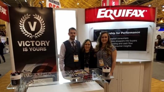 Equifax employees at a conference in 2017.