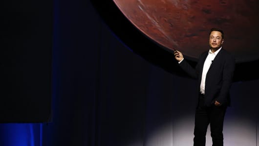 Elon Musk, CEO for SpaceX, speaks during the International Astronautical Congress in Guadalajara, Mexico, on Sept. 27, 2016.