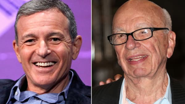 Bob Iger (R), CEO of Walt Disney Co. and Rupert Murdoch, Chairman and CEO of News Corp.