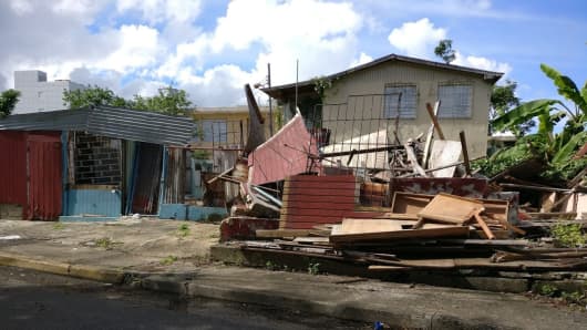 A damaged house from Hurricane Maria is seen in San Juan, Puerto Rico on Dec. 30, 2017.