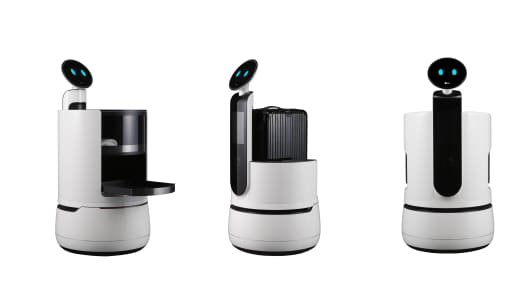 The three new concept robots from LG Electronics are aimed at the services industry, in areas like hotels, airports and supermarkets.