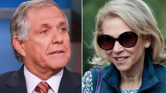 Leslie Moonves, Chairman and CEO of CBS Corporation (l) and Shari Redstone Vice Chairperson of Viacom.
