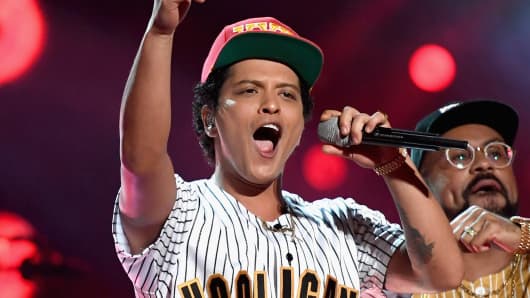 Bruno Mars performs onstage at 2017 BET Awards at Microsoft Theater on June 25, 2017 in Los Angeles.