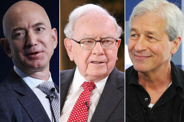 Jeff Bezos, Warren Buffett and Jamie Dimon.